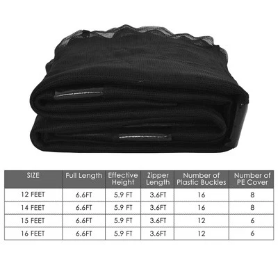 Costway 12/14/15/16FT Replacement Trampoline Safety Enclosure Net W/ Zipper & Buckle For 8/6 Poles 6 Costway 12/14/15/16FT Replacement Trampoline Safety Enclosure Net W/ Zipper & Buckle For 8/6 Poles - Image 6