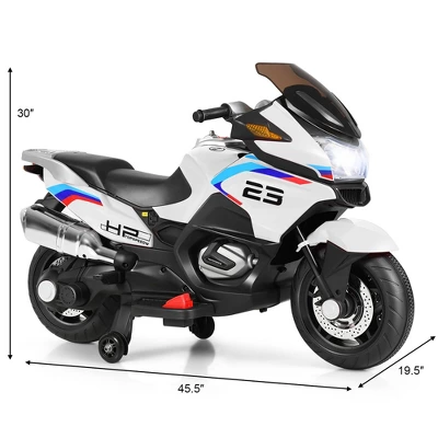 Costway 12V Kids Ride On Motorcycle Electric Motor Bike W/ Training Wheels & Light White 2 Costway 12V Kids Ride On Motorcycle Electric Motor Bike W/ Training Wheels & Light White - Image 2