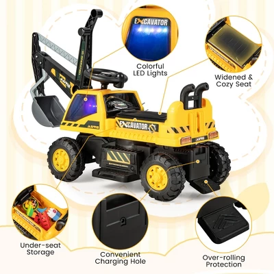 Costway Kids Ride On Excavator Digger Electric Construction Vehicles With Lights & Music 9 Costway Kids Ride On Excavator Digger Electric Construction Vehicles With Lights & Music - Image 9