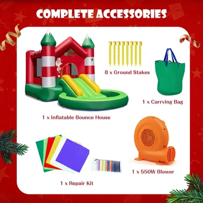 Costway Christmas-Theme Inflatable Bounce House W/ 550W Blower Christmas Gift For Kids 9 Costway Christmas-Theme Inflatable Bounce House W/ 550W Blower Christmas Gift For Kids - Image 9