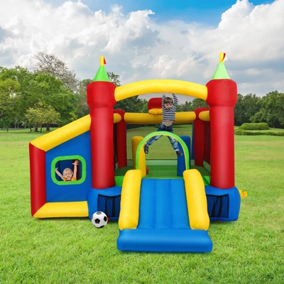 Costway Inflatable Bounce House, 7-in-1 Jump And Slide Bouncer W/ Basketball Rim, Football & Ocean Ball Playing Area, Dart Target(Without Blower) 2 Costway Inflatable Bounce House, 7-in-1 Jump And Slide Bouncer W/ Basketball Rim, Football & Ocean Ball Playing Area, Dart Target(Without Blower) - Image 2