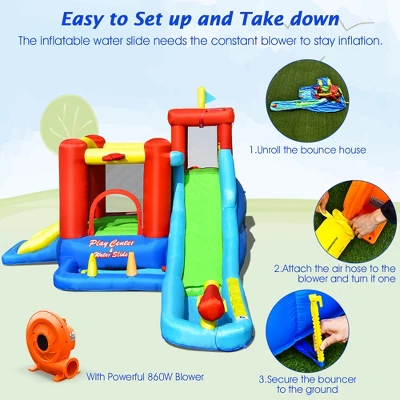 Costway 9-in-1 Inflatable Water Slide Kids Bounce Castle Giant Water Park W/ 860W Blower 8 Costway 9-in-1 Inflatable Water Slide Kids Bounce Castle Giant Water Park W/ 860W Blower - Image 8