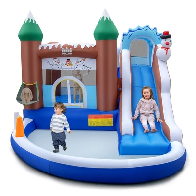 Costway 6-in-1 Winter Theme Snowman Inflatable Castle Kids Bounce House Without Blower 9 Costway 6-in-1 Winter Theme Snowman Inflatable Castle Kids Bounce House Without Blower - Image 9