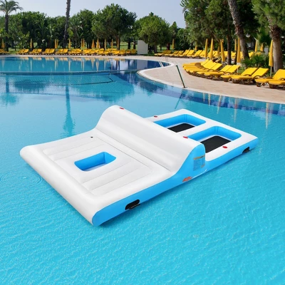 Costway Giant 4 Person Inflatable Island Lake Floating Lounge Raft W/ 130W Electric Air Pump 2 Costway Giant 4 Person Inflatable Island Lake Floating Lounge Raft W/ 130W Electric Air Pump - Image 2