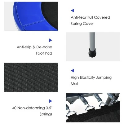 Costway 50'' Trampoline For 2 People Foldable Rebouncer W/Adjustable Handrail RedBlue 7 Costway 50'' Trampoline For 2 People Foldable Rebouncer W/Adjustable Handrail RedBlue - Image 7