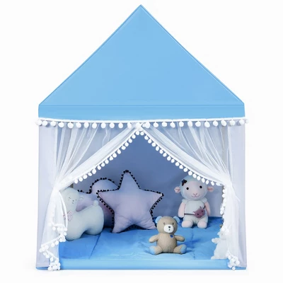 Costway Kids Play Tent Large Playhouse Children Play Castle Fairy Tent Gift W/ Mat PinkBlue 9 Costway Kids Play Tent Large Playhouse Children Play Castle Fairy Tent Gift W/ Mat PinkBlue - Image 9