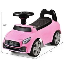 Costway Foot-to-Floor Kids Ride-On Push Car W/ Horn And Music WhitePink