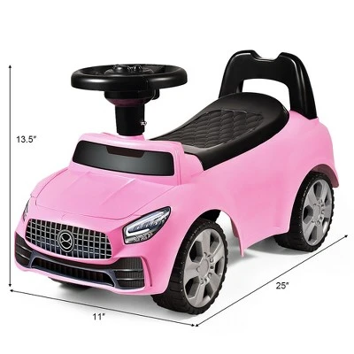 Costway Foot-to-Floor Kids Ride-On Push Car W/ Horn And Music WhitePink 1 Costway Foot-to-Floor Kids Ride-On Push Car W/ Horn And Music WhitePink