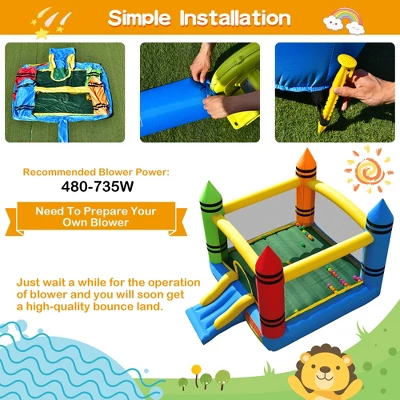 Costway Inflatable Bounce House Kids Jumping Castle W/ Slide&Ocean Balls Blower Excluded 6 Costway Inflatable Bounce House Kids Jumping Castle W/ Slide&Ocean Balls Blower Excluded - Image 6
