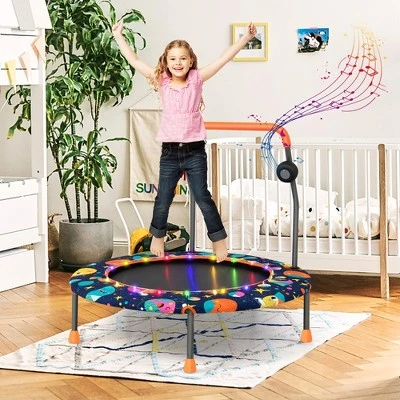Costway 36'' Mini Toddler Trampoline W/LED Bluetooth Speaker Detachable Handle Kids Gifts 3 Costway 36'' Mini Toddler Trampoline W/LED Bluetooth Speaker Detachable Handle Kids Gifts - Image 3