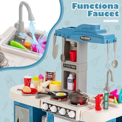 Costway Large Plastic Play Kitchen Set W/ 67 Pcs Cooking Accessories Food &Realistic Lights & Sounds 4 Costway Large Plastic Play Kitchen Set W/ 67 Pcs Cooking Accessories Food &Realistic Lights & Sounds - Image 4