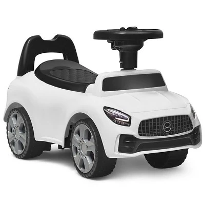 Costway Foot-to-Floor Kids Ride-On Push Car W/ Horn And Music WhitePink 11 Costway Foot-to-Floor Kids Ride-On Push Car W/ Horn And Music WhitePink - Image 11
