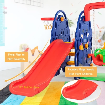 Costway 3 In 1 Junior Children Climber Slide Swing Seat Basketball Hoop Playset Backyard 5 Costway 3 In 1 Junior Children Climber Slide Swing Seat Basketball Hoop Playset Backyard - Image 5