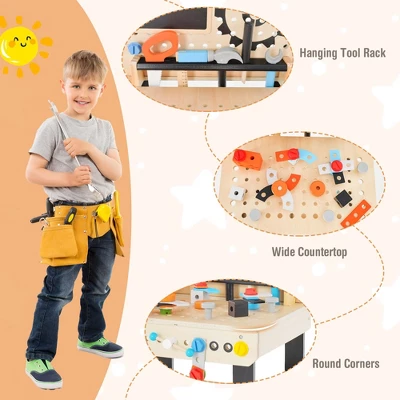 Costway Kids Tool Bench, Pretend Play Workbench With Tools Set & Realistic Accessories 8 Costway Kids Tool Bench, Pretend Play Workbench With Tools Set & Realistic Accessories - Image 8