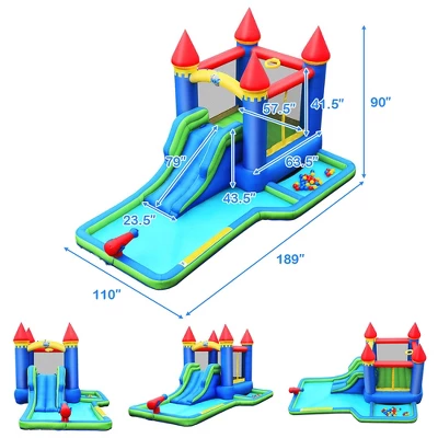 Costway Inflatable Castle Bouncer Bounce House Slide Water Park BallPit With 580W Blower 1 Costway Inflatable Castle Bouncer Bounce House Slide Water Park BallPit With 580W Blower