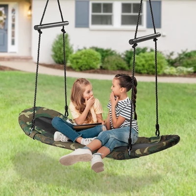 Costway Saucer Tree Swing Surf Kids Outdoor Adjustable Swing Set W/ Handle 1 Costway Saucer Tree Swing Surf Kids Outdoor Adjustable Swing Set W/ Handle