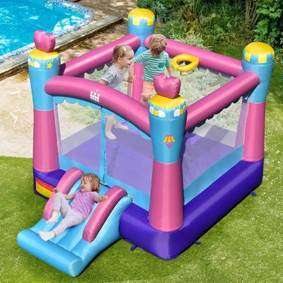 Costway Inflatable Bounce House 3-in-1 Princess Theme Inflatable Castle W/ 735W Blower 1 Costway Inflatable Bounce House 3-in-1 Princess Theme Inflatable Castle W/ 735W Blower