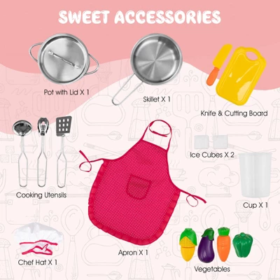 Costway Kids Corner Kitchen Play Set W/ Lifelike Sound & Sparkling Light Gift For Age 3+ 7 Costway Kids Corner Kitchen Play Set W/ Lifelike Sound & Sparkling Light Gift For Age 3+ - Image 7