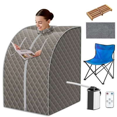 Costway Portable Steam Sauna W/ 9-gear Adjustable Temperature & Herbal Box GrayBlackCoffee 11 Costway Portable Steam Sauna W/ 9-gear Adjustable Temperature & Herbal Box GrayBlackCoffee - Image 11