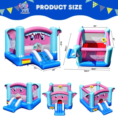 Costway Inflatable Bounce House 3-in-1 Elephant Theme Inflatable Castle Without Blower 1 Costway Inflatable Bounce House 3-in-1 Elephant Theme Inflatable Castle Without Blower