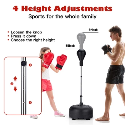 Costway Freestanding Punching Bag W/Stand Boxing Gloves For Adult Kids Adjustable 2 Costway Freestanding Punching Bag W/Stand Boxing Gloves For Adult Kids Adjustable - Image 2