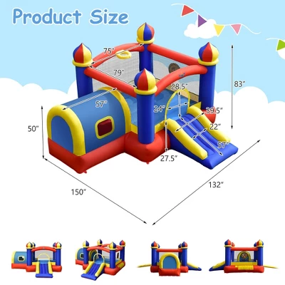 Costway Inflatable Castle Kids Bounce House W/ Slide Jumping & Playhouse Blower Excluded 3 Costway Inflatable Castle Kids Bounce House W/ Slide Jumping & Playhouse Blower Excluded - Image 3