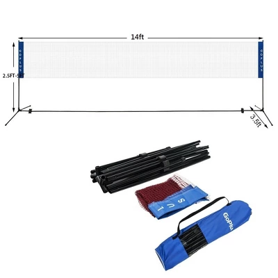Costway Portable 13.8'x5' Badminton Beach Volleyball Tennis Training Net W/ Carrying Bag 5 Costway Portable 13.8'x5' Badminton Beach Volleyball Tennis Training Net W/ Carrying Bag - Image 5