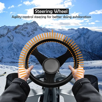 Costway Kids Snow Racer Sled W/Steering Wheel Double Brakes Pull Rope Iron Frame 6 Costway Kids Snow Racer Sled W/Steering Wheel Double Brakes Pull Rope Iron Frame - Image 6