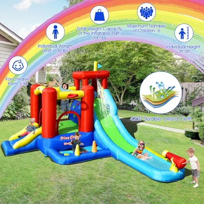 Costway 9-in-1 Inflatable Water Slide Kids Bounce Castle Giant Water Park W/ 860W Blower 6 Costway 9-in-1 Inflatable Water Slide Kids Bounce Castle Giant Water Park W/ 860W Blower - Image 6