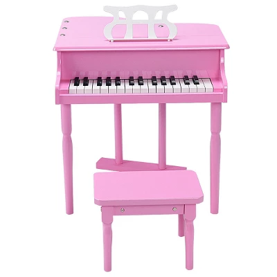 30 Key Childs Toy Grand Baby Piano W/ Kids Bench Wood Pink 5 30 Key Childs Toy Grand Baby Piano W/ Kids Bench Wood Pink - Image 5