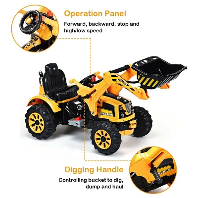 Costway 12V Battery Powered Kids Ride On Excavator Truck W/ Front Loader Digger Yellow 5 Costway 12V Battery Powered Kids Ride On Excavator Truck W/ Front Loader Digger Yellow - Image 5