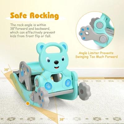 Costway Baby Rocking Horse Slide Set 4-in-1 Kids Swing Toys W/Basketball Hoop Ferrule GreenPink 7 Costway Baby Rocking Horse Slide Set 4-in-1 Kids Swing Toys W/Basketball Hoop Ferrule GreenPink - Image 7