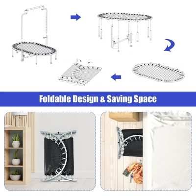 Costway 50'' Trampoline For 2 People Foldable Rebouncer W/Adjustable Handrail RedBlue 1 Costway 50'' Trampoline For 2 People Foldable Rebouncer W/Adjustable Handrail RedBlue