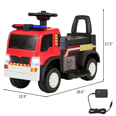 Costway Kids 6V Ride On Fire Truck Fire Engine Battery Powered W/ Siren 2 Costway Kids 6V Ride On Fire Truck Fire Engine Battery Powered W/ Siren - Image 2