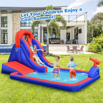 Costway Inflatable Water Slide Park W/ Climb Slide Pool & 2 Swim Rings Blower Excluded 2 Costway Inflatable Water Slide Park W/ Climb Slide Pool & 2 Swim Rings Blower Excluded - Image 2