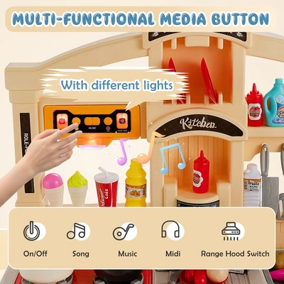 Costway Kids Play Kitchen Set 69PC Kitchen Playset Toys W/ Realistic Lights & Sounds 4 Costway Kids Play Kitchen Set 69PC Kitchen Playset Toys W/ Realistic Lights & Sounds - Image 4