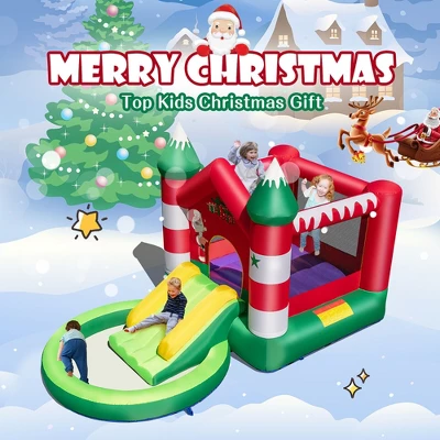 Costway Inflatable Bounce House W/ Blower Kids Christmas W/ Slide & Trampoline & Ball Pool 3 Costway Inflatable Bounce House W/ Blower Kids Christmas W/ Slide & Trampoline & Ball Pool - Image 3
