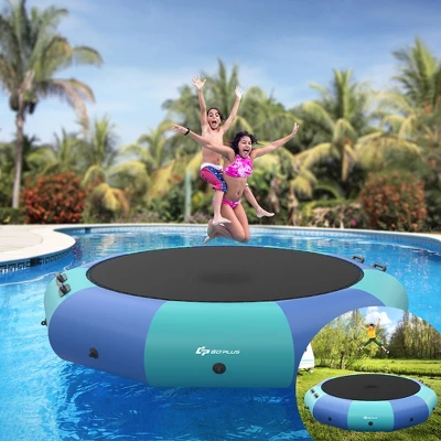 Costway 15FT Inflatable Water Bouncer Splash Padded Water Trampoline BlueYellow 1 Costway 15FT Inflatable Water Bouncer Splash Padded Water Trampoline BlueYellow