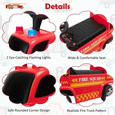 Costway Kids Ride On Fire Truck Foot-to-Floor Sliding Push Car W/ Music & Bubble Maker 5 Costway Kids Ride On Fire Truck Foot-to-Floor Sliding Push Car W/ Music & Bubble Maker - Image 5