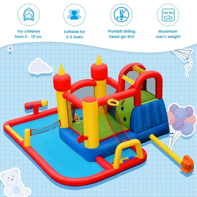 Costway Inflatable Water Slide Jumping Bounce House Bouncy Splash Park With 740W Blower 4 Costway Inflatable Water Slide Jumping Bounce House Bouncy Splash Park With 740W Blower - Image 4