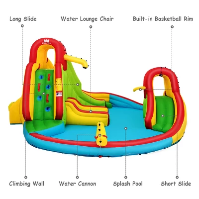 Kids Inflatable Water Slide Park With Climbing Wall Water Cannon And Splash Pool 4 Kids Inflatable Water Slide Park With Climbing Wall Water Cannon And Splash Pool - Image 4