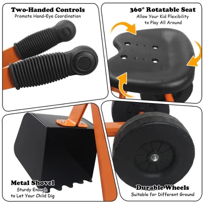 Costway Heavy Duty Kid Ride-on Sand Digger Digging Scooper Excavator For Sand Toy 4 Costway Heavy Duty Kid Ride-on Sand Digger Digging Scooper Excavator For Sand Toy - Image 4