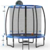 Costway 8 FT Recreational Trampoline W/ Basketball Hoop Safety Enclosure Net Ladder