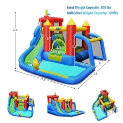 Costway Inflatable Bouncer Water Climb Slide Bounce House Splash Pool W/ Blower