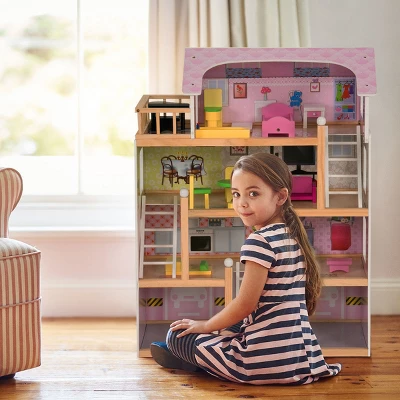 Costway Doll Cottage Dollhouse W/ Furniture Kids Wood House Playset Children Toy 1 Costway Doll Cottage Dollhouse W/ Furniture Kids Wood House Playset Children Toy
