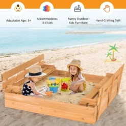 Costway Kids Large Wooden Sandbox W/Cover 2 Convertible Bench Seats For Outdoor Play 11 Costway Kids Large Wooden Sandbox W/Cover 2 Convertible Bench Seats For Outdoor Play -Costway Store GUEST f36573a2 ec81 40d5 a678 0f6b545ae061