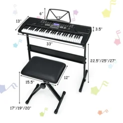 Costway Sonart 61-Key Electronic Keyboard Piano Starter Set Toy W/Stand Bench Headphones