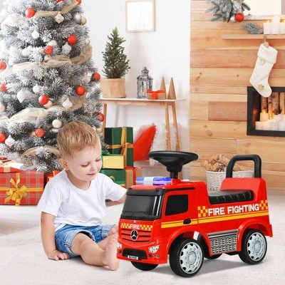 Costway Kids Ride On Fire Engine Licensed Mercedes Benz Push And Ride Racer Red 2 Costway Kids Ride On Fire Engine Licensed Mercedes Benz Push And Ride Racer Red - Image 2