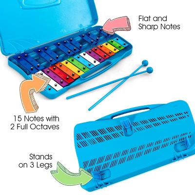 Costway 25 Notes Kids Glockenspiel Chromatic Metal Xylophone W/Case And 2 Mallets 4 Costway 25 Notes Kids Glockenspiel Chromatic Metal Xylophone W/Case And 2 Mallets - Image 4