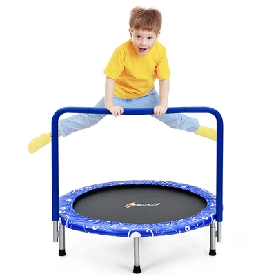 Costway 36'' Kids Trampoline Rebounder W/Full Covered Handrail & Pad Indoor Outdoor PinkBlue 10 Costway 36'' Kids Trampoline Rebounder W/Full Covered Handrail & Pad Indoor Outdoor PinkBlue - Image 10